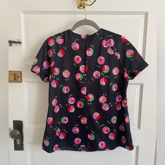 Retro Stylish Black and Pink Patterned Vintage Top Size Small - Picture 2 of 4